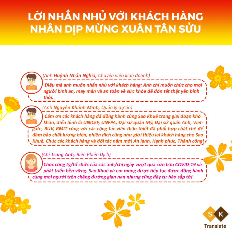 Bạn có lời nhắn nào muốn gửi đến Quý khách hàng nhân dịp đầu xuân Tân Sửu không?